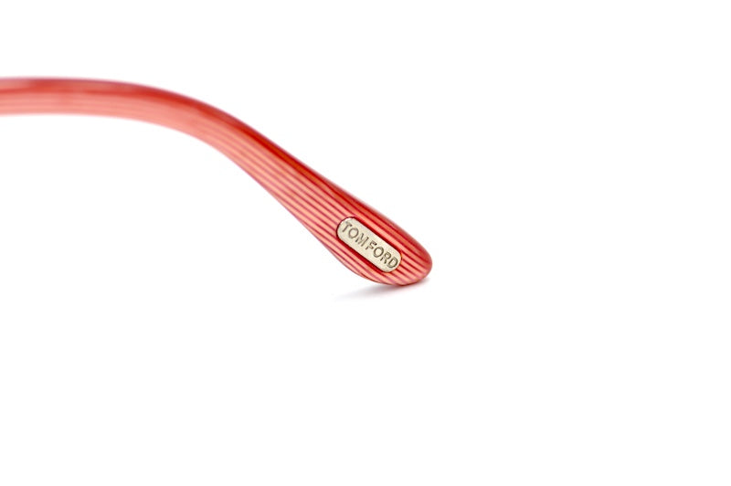 Tom Ford 5293 women's designer glasses in cerise with pink striped sides.