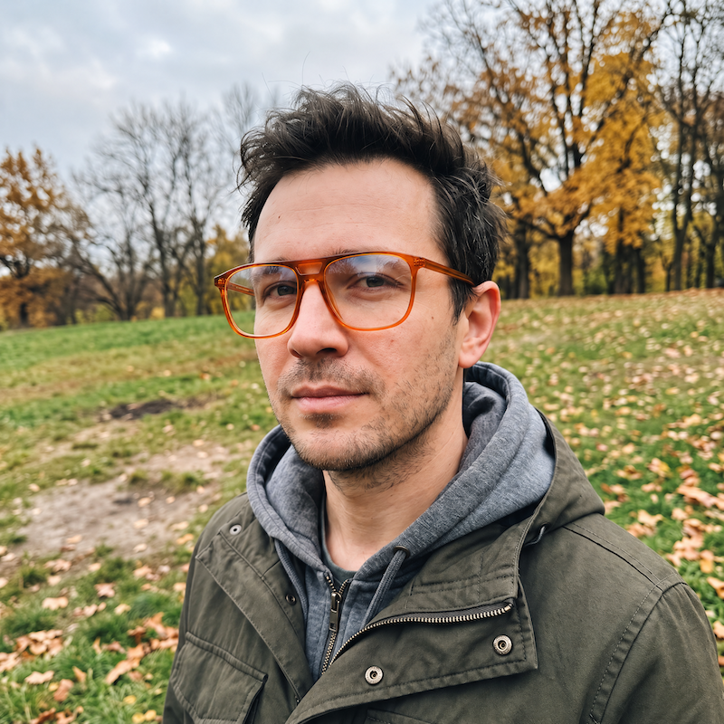 UCOB 1060 Men's Orange Aviator Glasses Model Shot