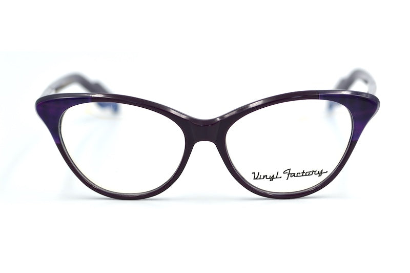 Vinyl Factory Popovic purple cat-eye glasses with silver rivet detailing