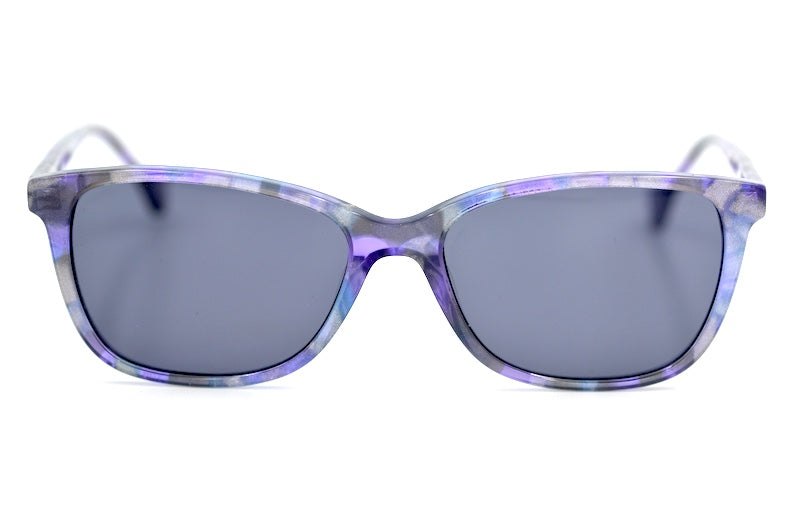 Violet women's purple rectangular sustainable sunglasses.