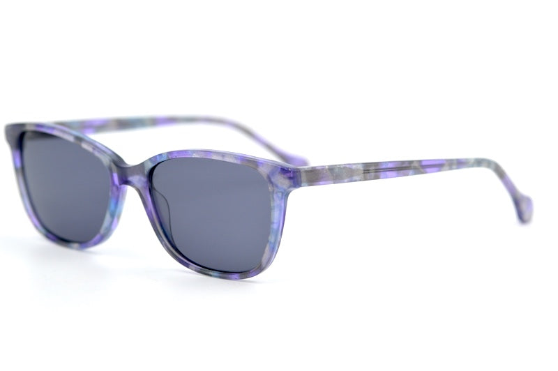 Violet women's purple rectangular sustainable sunglasses.