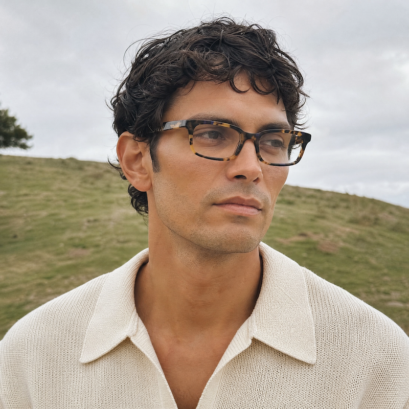 Warby Parker Linwood rectangular glasses.
