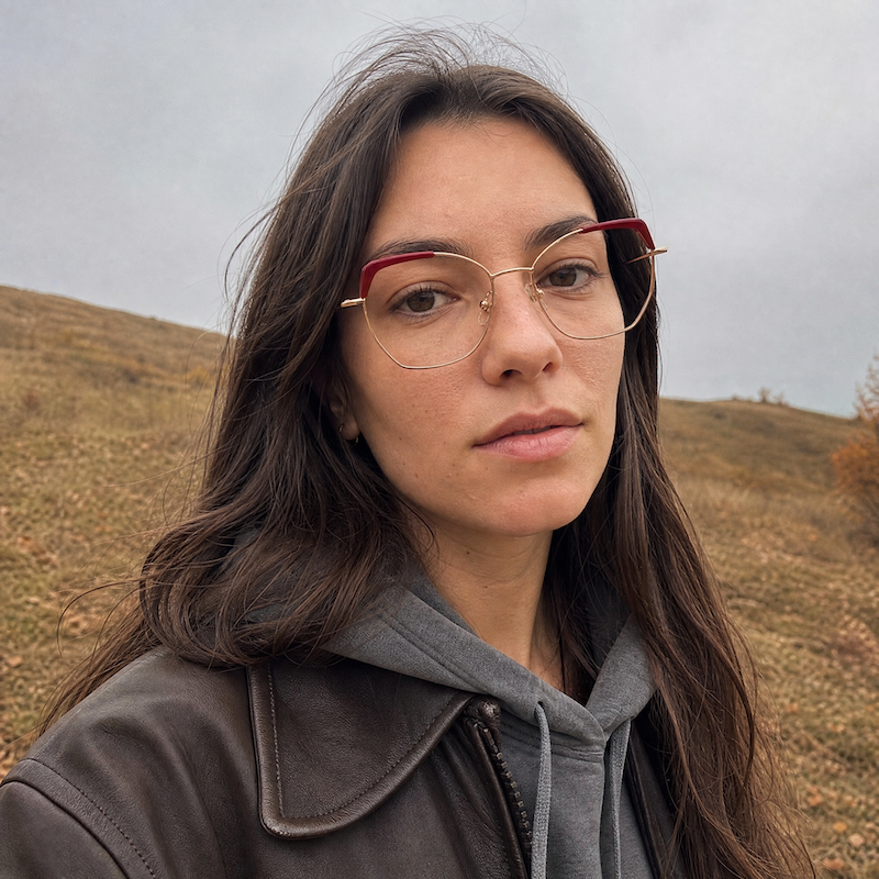William Morris red and rose gold cat-eye glasses