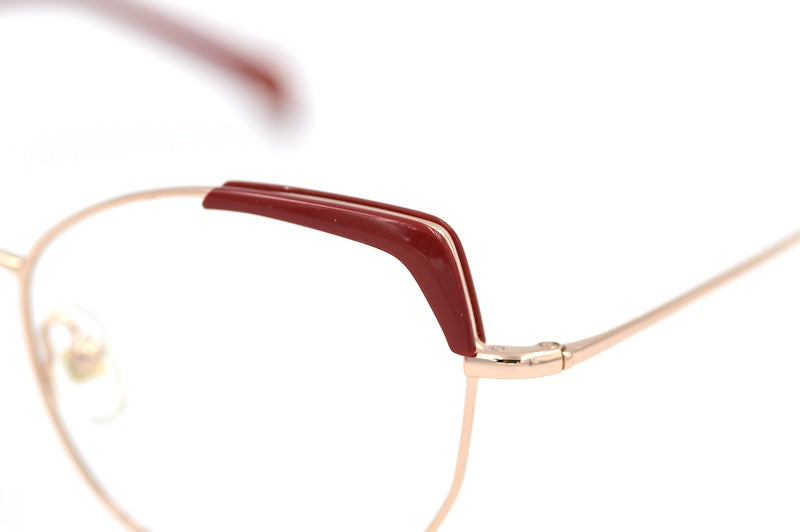 William Morris red and rose gold cat-eye glasses