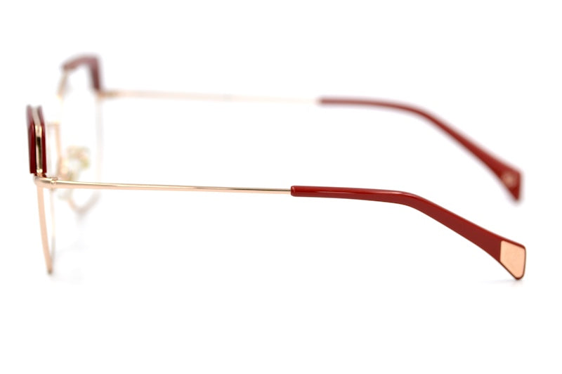 William Morris red and rose gold cat-eye glasses