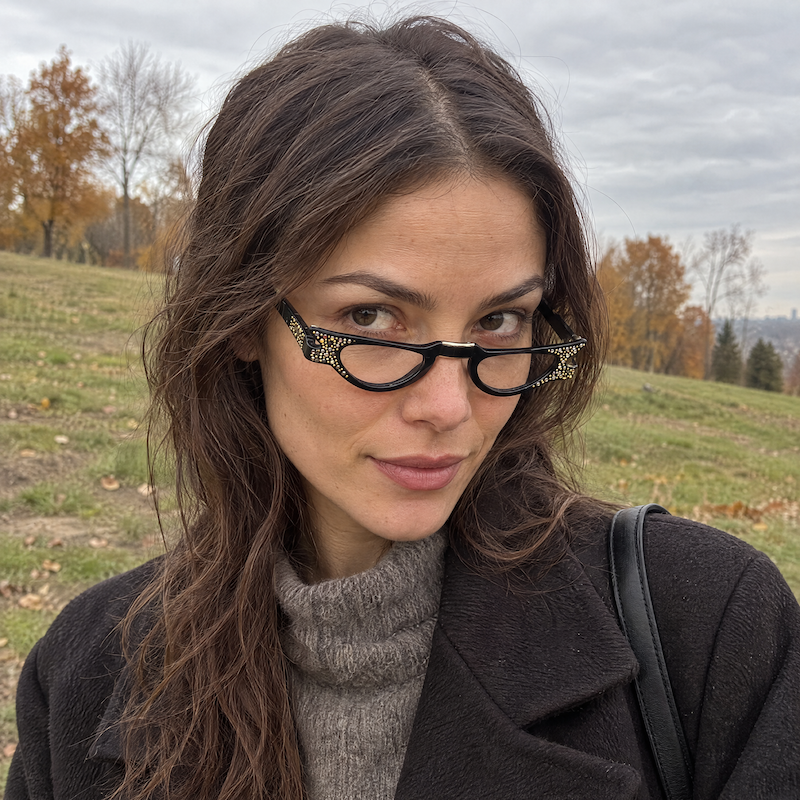 1950s black diamante cat-eye fold up vintage reading glasses