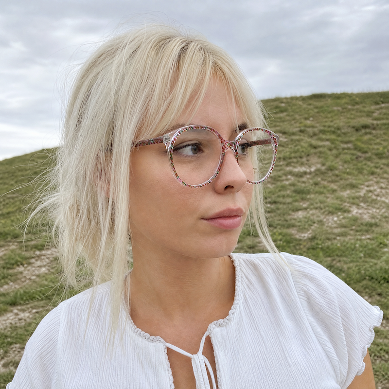 Zoe 2235 Women's Pink and Green 80s Oversized Glasses