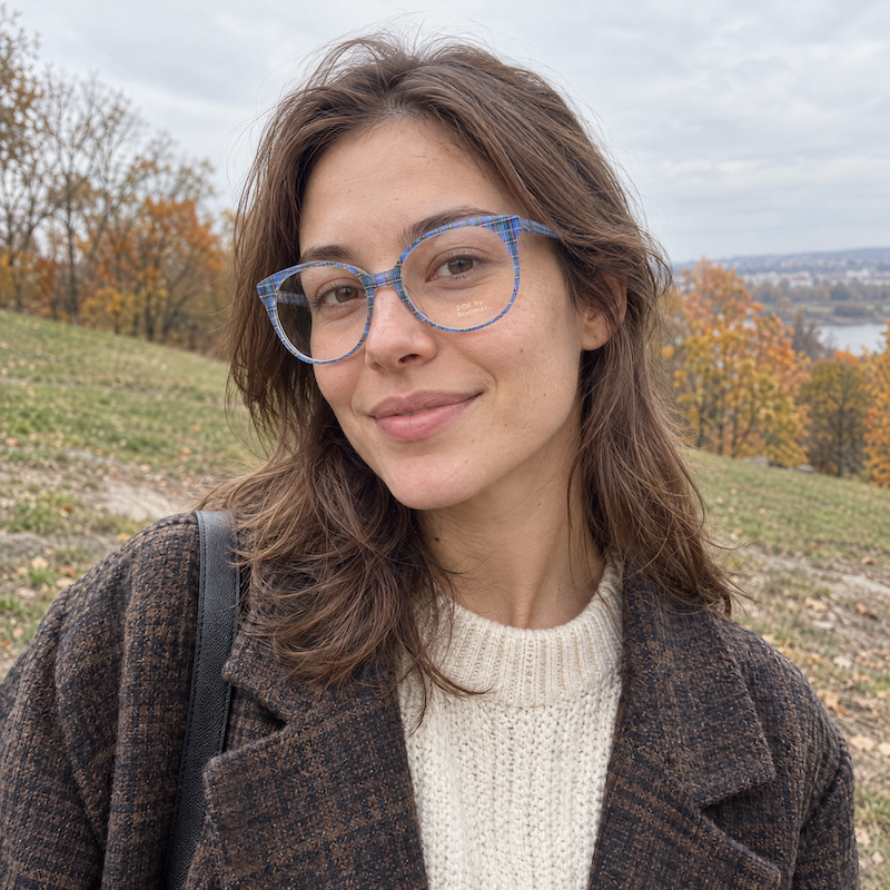 Zoe by Brulimar 1980s blue plaid oversized vintage glasses
