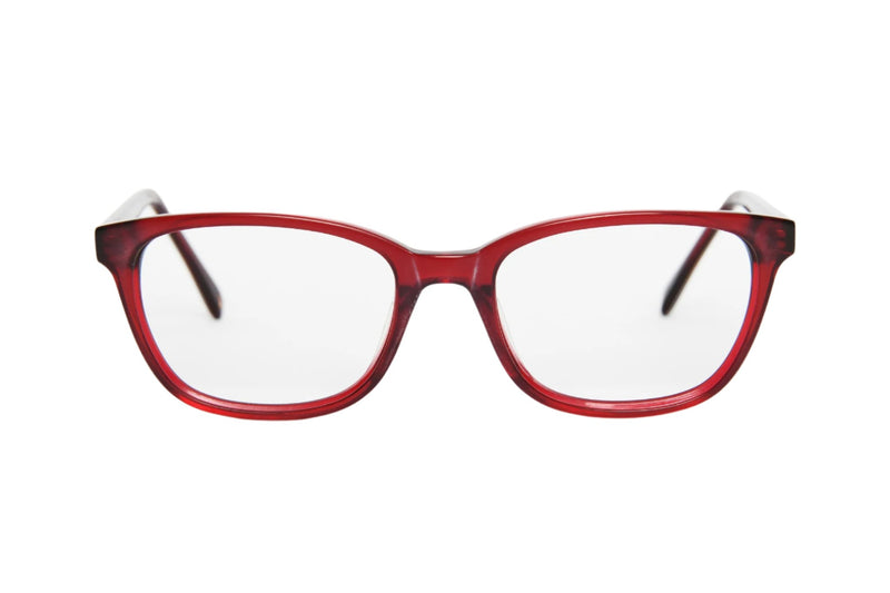 Joules red designer glasses. Joules women's glasses. Designer women's glasses. Cheap designer glasses. Sustainable eyewear.