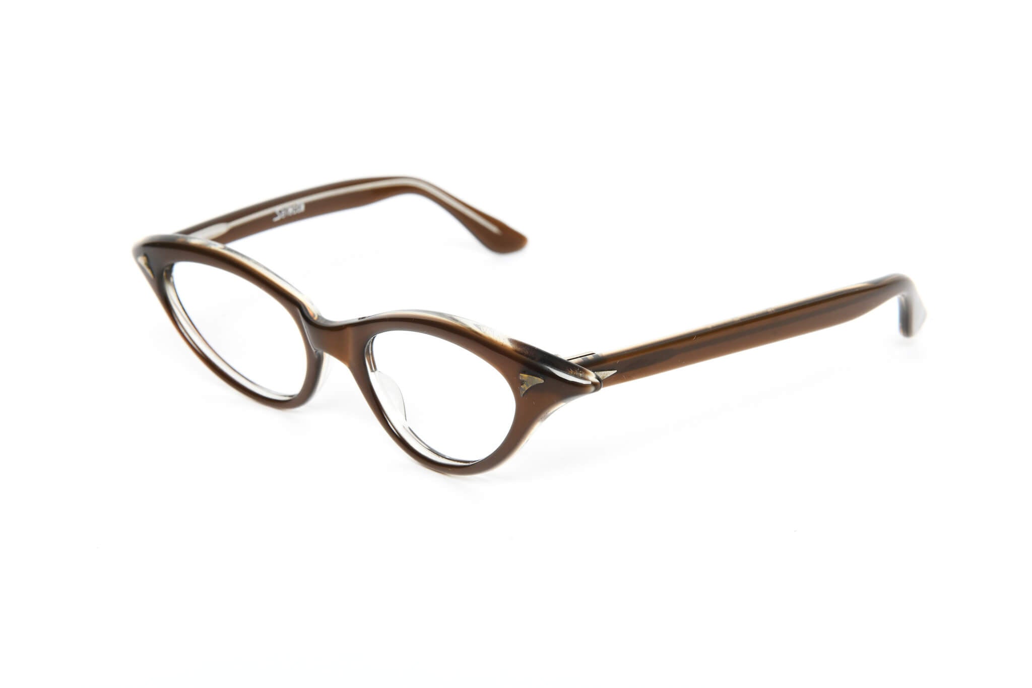 Cateye - 1940s-1960s Brown Shiny Plastic New Old Stock