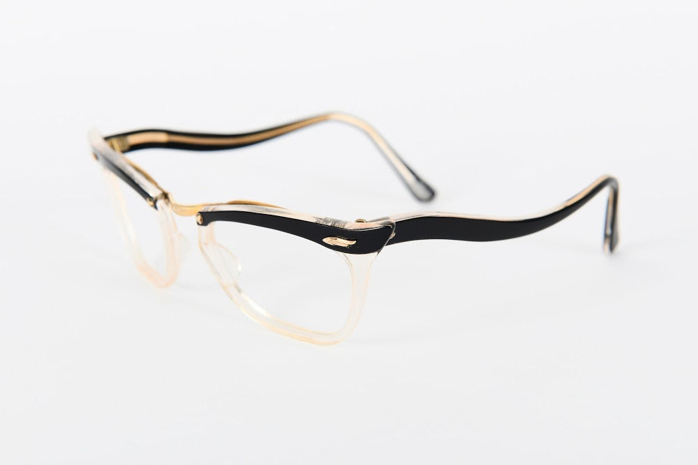 Cateye - 1940s-1960s Black Crystal Gold