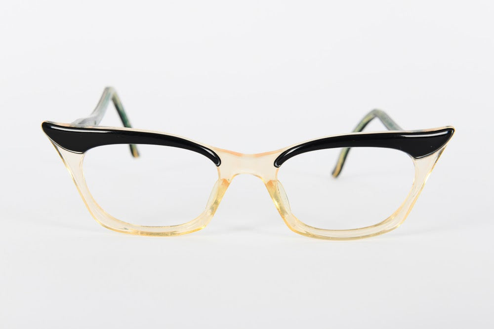 Cateye - 1940s-1960s Black Champagne Plastic