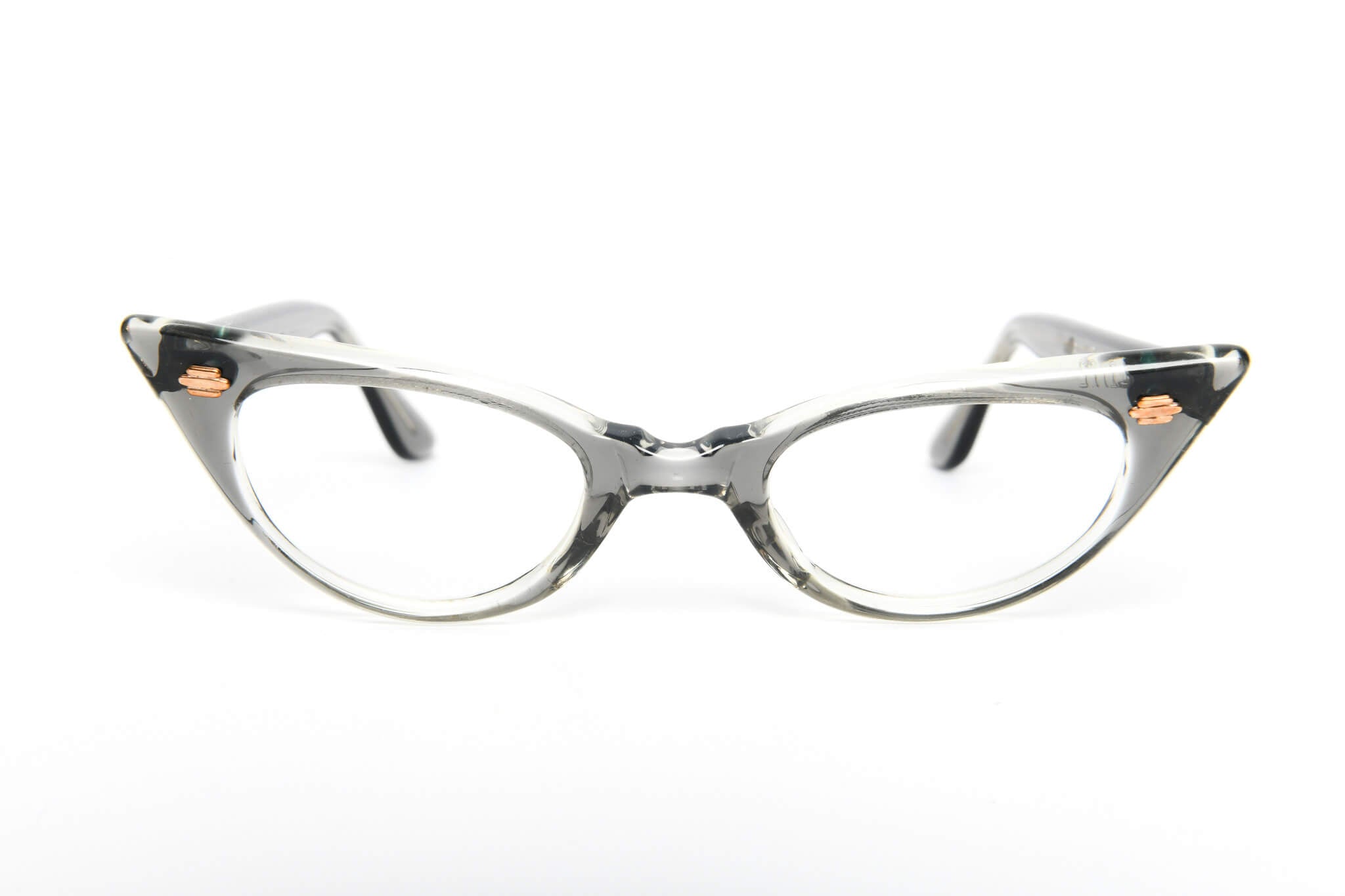 Petite grey vintage glasses. Tabby 50s cat eye glasses. 