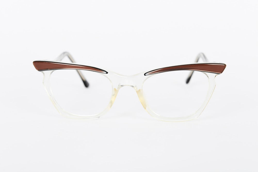 Cateye - Brown translucent Clear 1940s-1960s Cateye