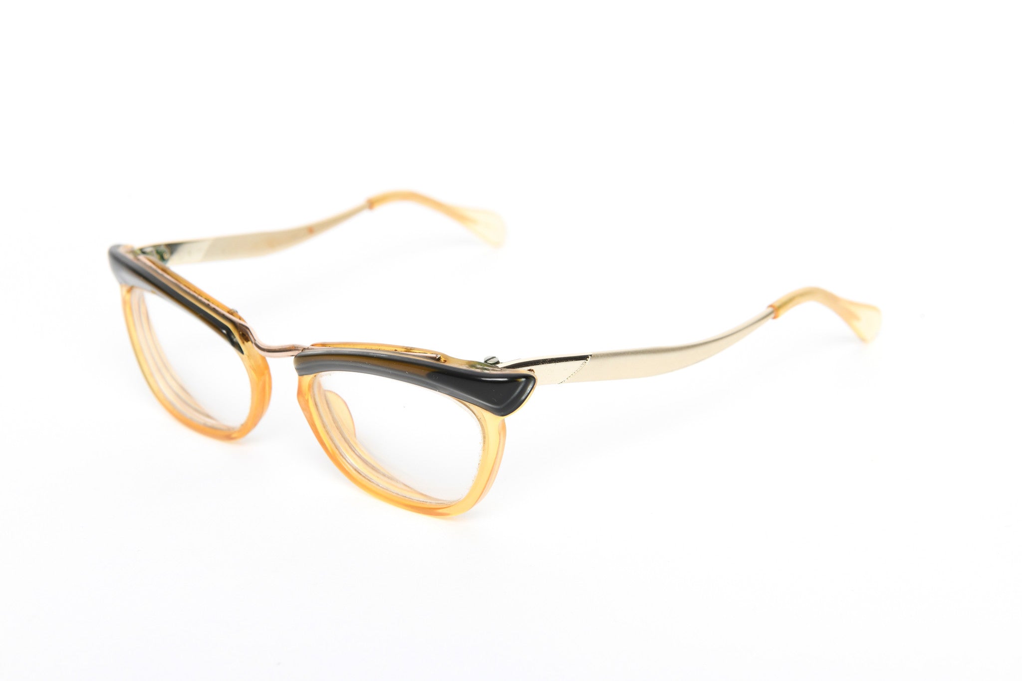 Cateye - 1940s-1960s Black Clear Gold