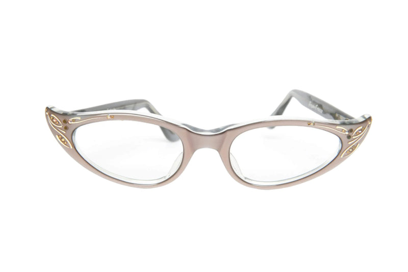 Cateye - 1940s-1960s Mink Shiny Plastic New Old Stock