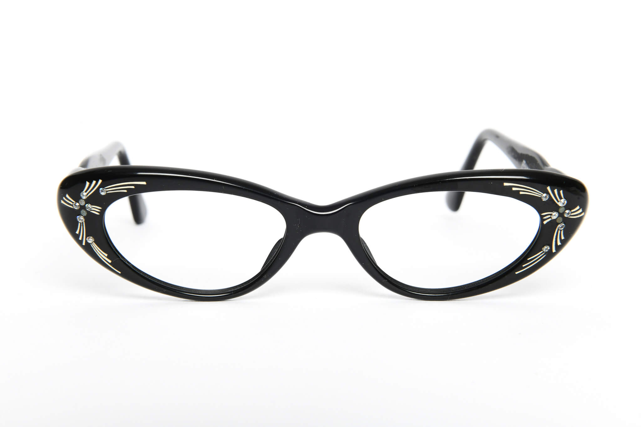 1950s black cat eye glasses. Vintage glasses. Black 50s glasses. 