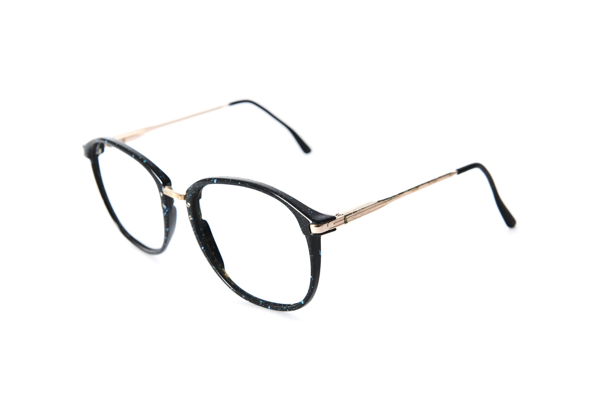 Retro Black/Blue Speckled Glasses