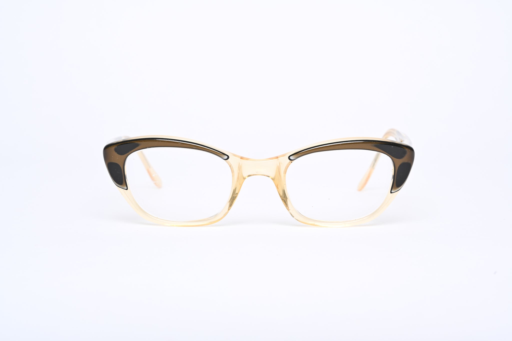 Cateye - 1950s-1960s Brown Black Champagne Plastic