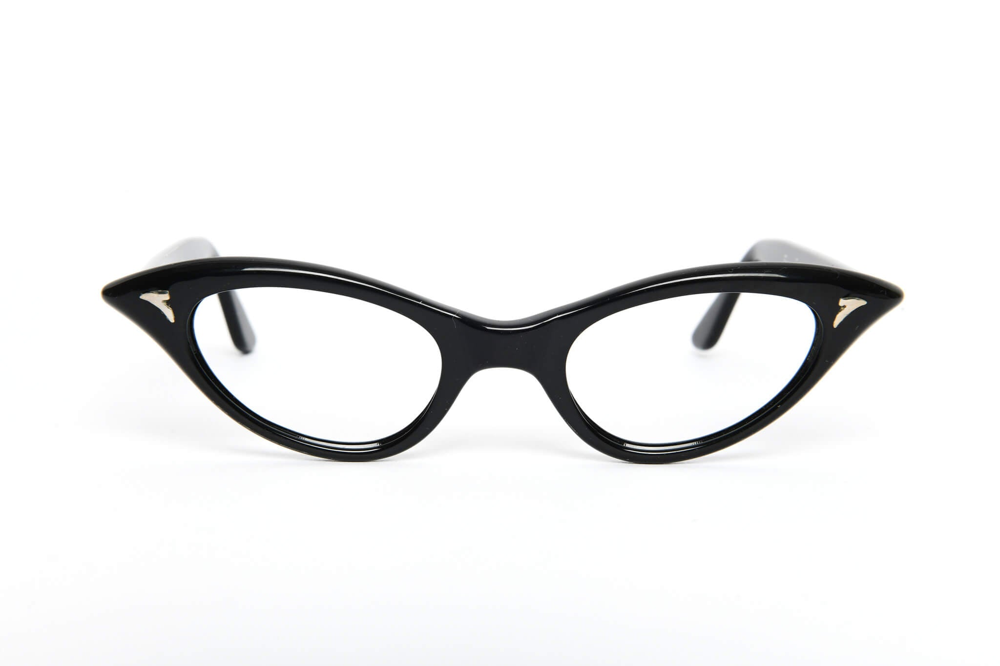 Cateye - 1940s-1960s Black Shiny Plastic New Old Stock