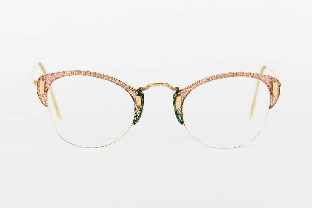 Cateye - 1940s-1950s Pink Green Gold