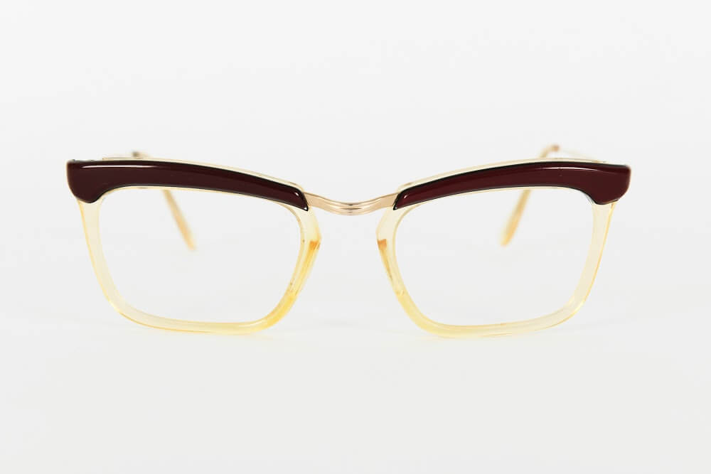 Cateye - 1940s-1950s Brown Crystal Gold