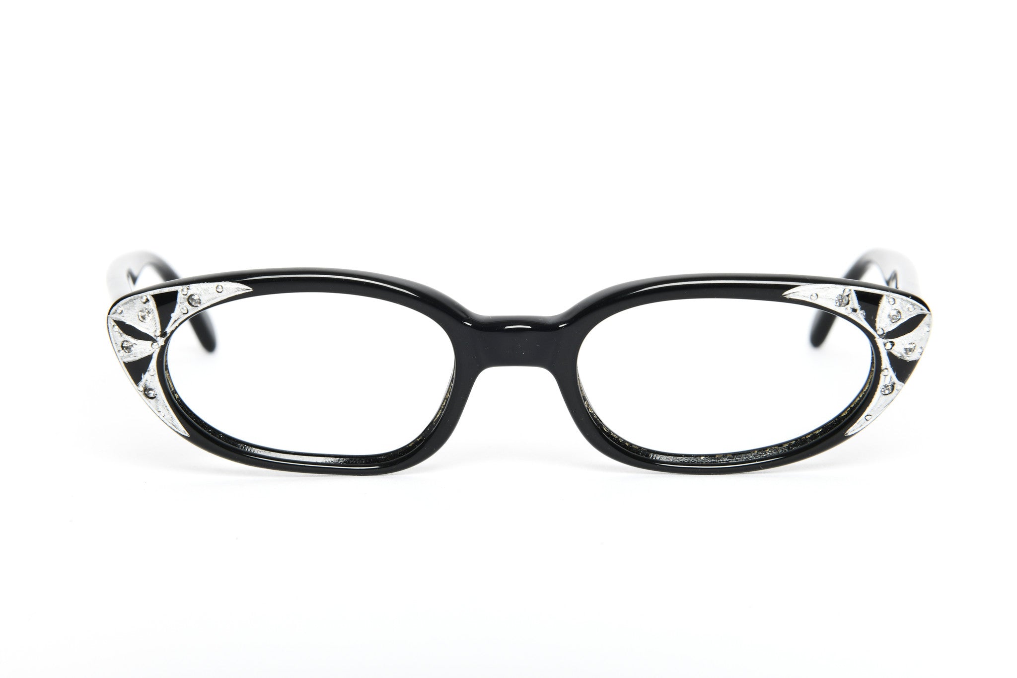 Cateye - 1940s-1960s New Old Stock Plastic Black Silver