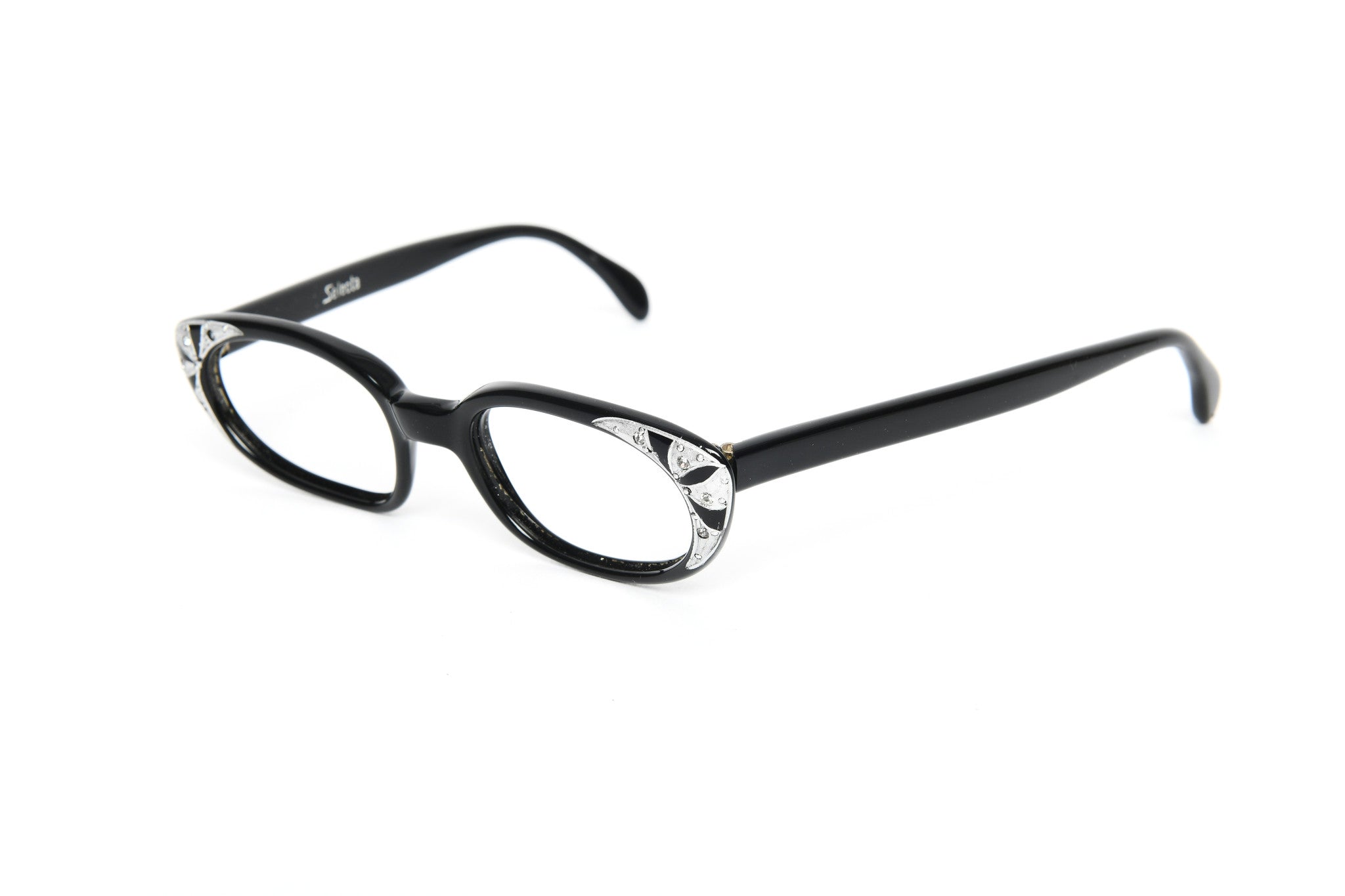 Cateye - 1940s-1960s New Old Stock Plastic Black Silver