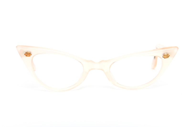 Cateye - 1940s-1960s Plastic New Old Stock Pale Pink Pearl