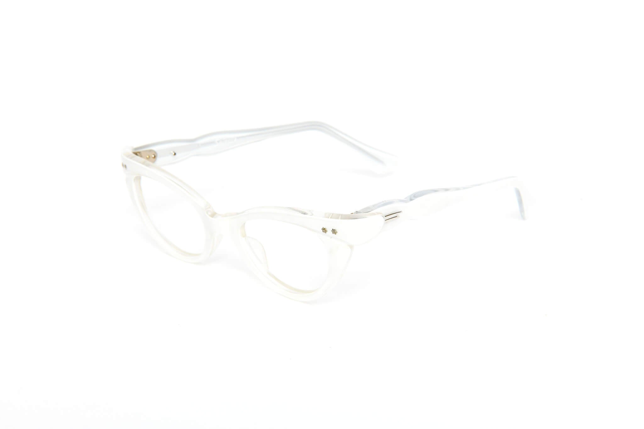 Cateye - 1940s-1960s White Pearl Plastic New Old Stock