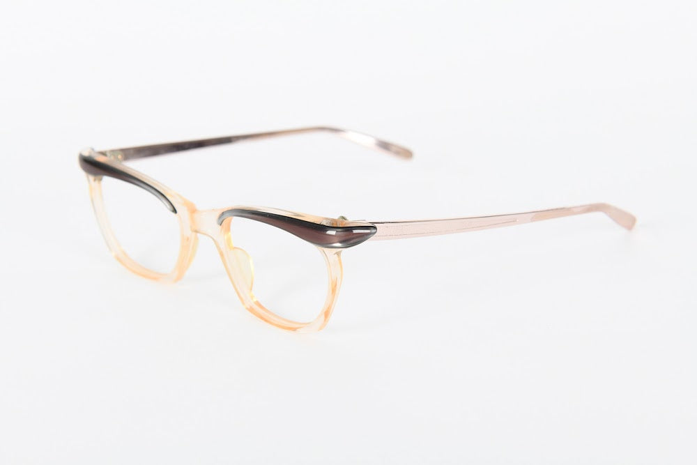 Cateye - 1940s-1960s Brown Champagne Rose Gold