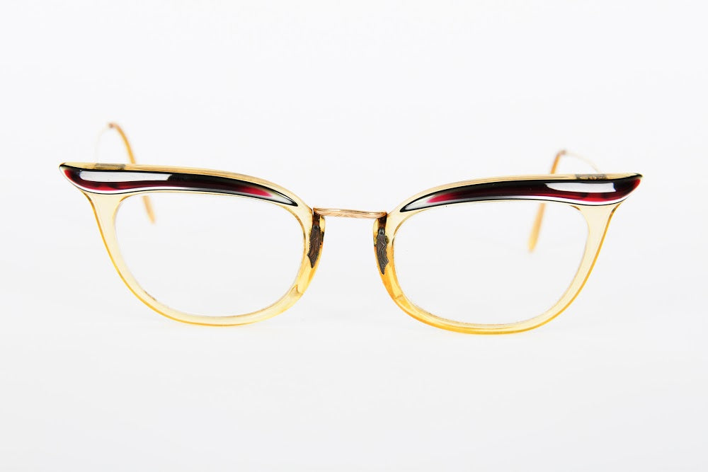 Cateye - 1950s-1960s Dark Red Gold