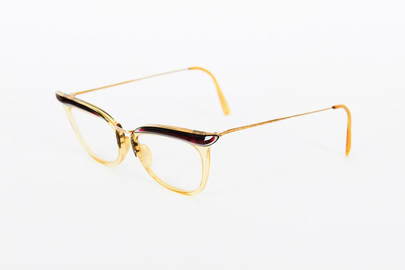 Cateye - 1950s-1960s Dark Red Gold