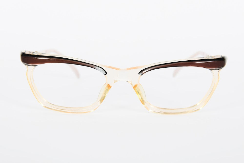 Cateye - 1940s-1960s Brown Champagne Plastic Cateye