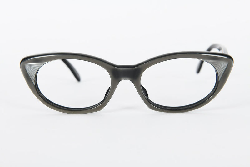 Cateye - 1960s-1950s Dull Black Grey Plastic