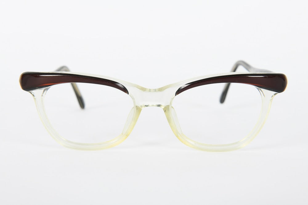 Cateye - 1940s-1960s Dark Brown Champagne Plastic