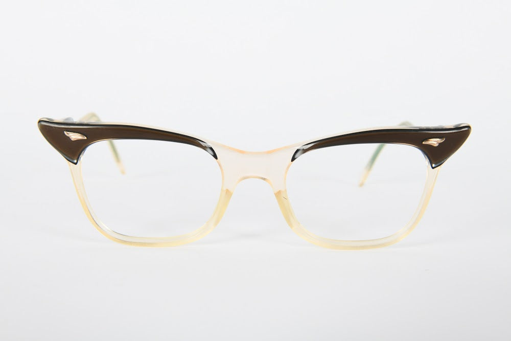 Cateye - 1940s-1960s Brown Champagne Plastic