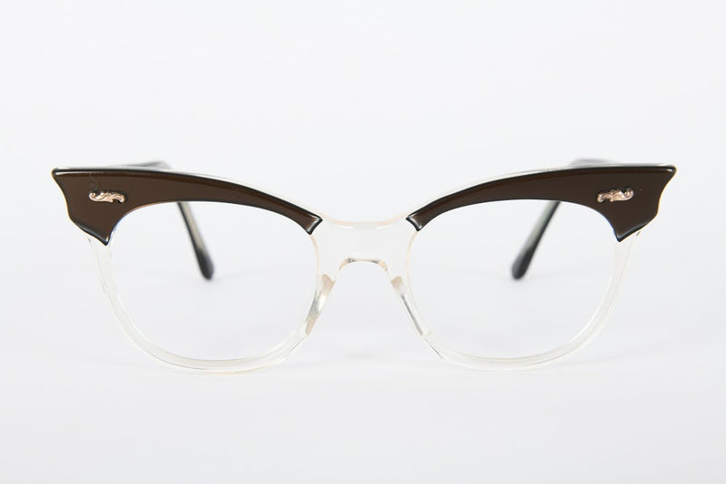 Cateye - 1940s-1960s Dark Brown Crystal