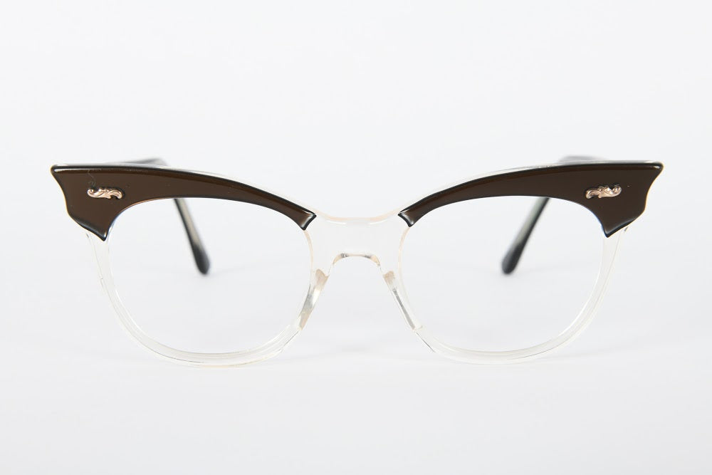 Cateye - 1940s-1960s Dark Brown Crystal