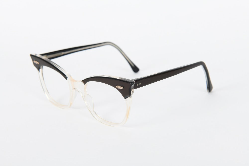 Cateye - 1940s-1960s Dark Brown Crystal